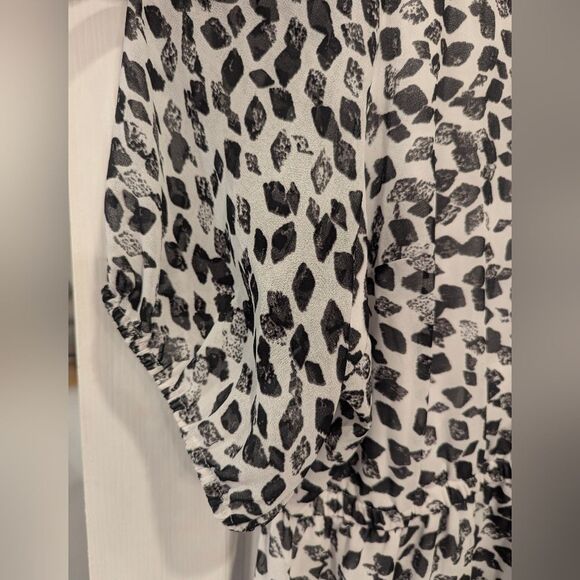Lane Bryant White Black Diamond Leopard Print Maxi Dress Brushstroke Wrap Sz 24 - Picture 5 of 10